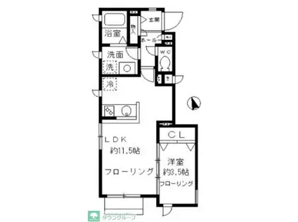 フェリチタ世田谷(1LDK/1階)の間取り写真