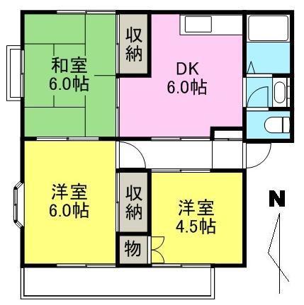 ハイムクレイドル(3DK/2階)の間取り写真