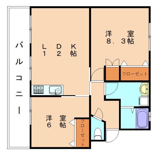 RJRクオーレ東郷駅前(2LDK/1階)の間取り写真