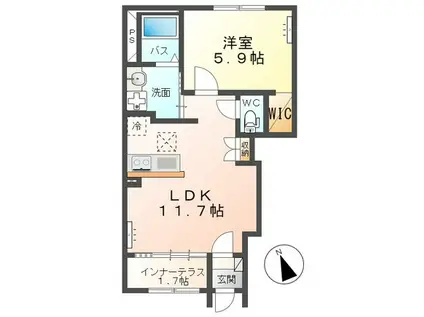 サンフラワー(1LDK/1階)の間取り写真