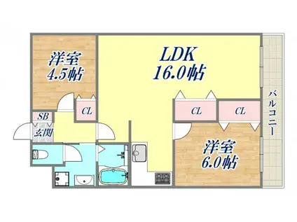 ヴォートセレスト(2LDK/12階)の間取り写真