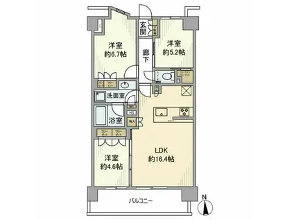 ヒルサイドフォレスト横浜戸塚・フォレスト棟(3LDK/8階)の間取り写真