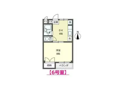 ホープハイム(1DK/2階)の間取り写真