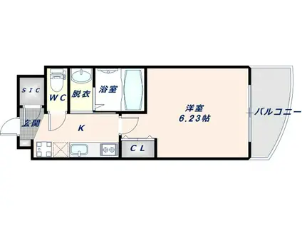 LUXE布施南II(1K/6階)の間取り写真