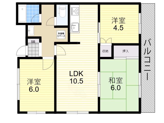 ヴィアンドエール(3LDK/2階)の間取り写真