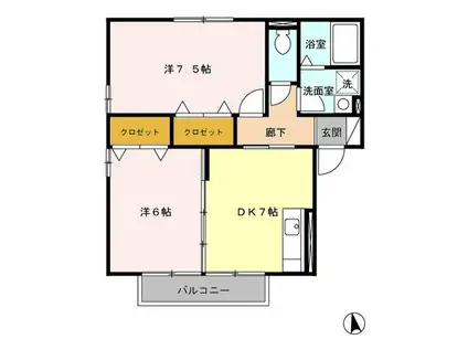 セジュール御山D(2DK/2階)の間取り写真