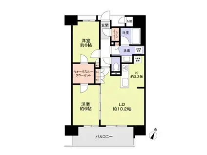 プレミスト浦和(2LDK/1階)の間取り写真