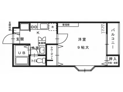 シリウス田中(1K/1階)の間取り写真