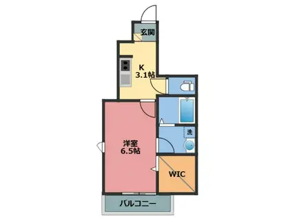 ラ・リュール宮千代(1K/1階)の間取り写真