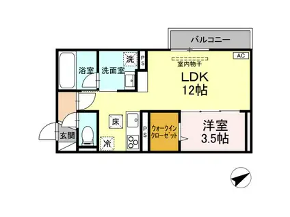 トリシア大慈寺町 A(1LDK/1階)の間取り写真