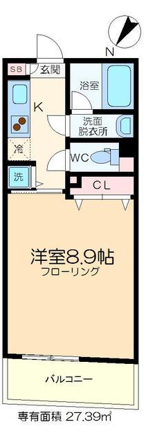 MISUZ COURT門前仲町(1K/4階)の間取り写真