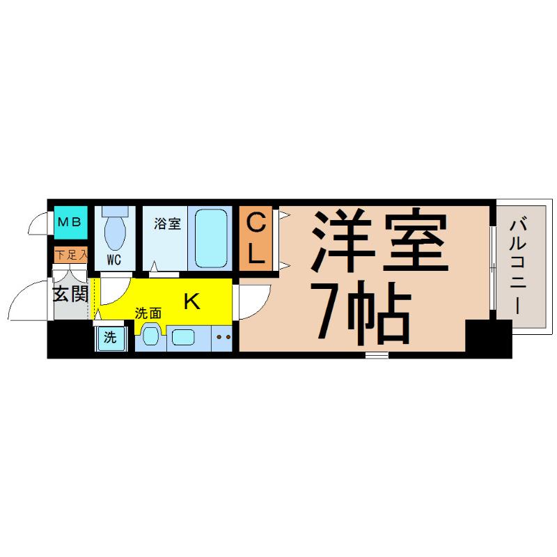 プレサンス新栄デコール(1K/6階)の間取り写真