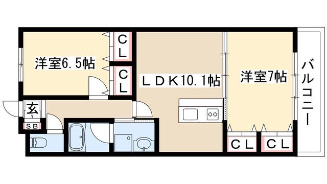 セラヴィー小池(2LDK/3階)の間取り写真