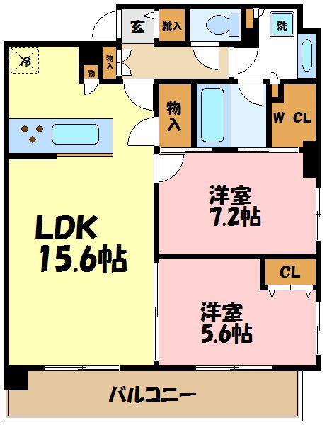 スタイリオ梶が谷(2LDK/1階)の間取り写真
