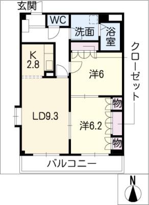 エル・シャトーS(2LDK/2階)の間取り写真