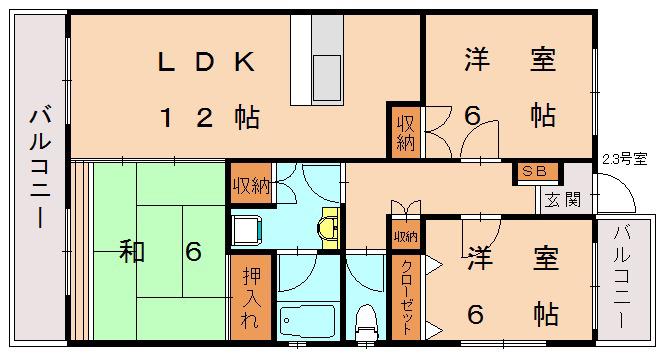 クラスサチ(3LDK/2階)の間取り写真