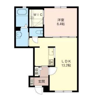 カーサソレアード C棟(1LDK/1階)の間取り写真