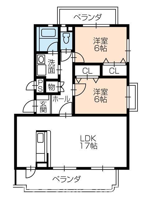 ネオパラドール(2LDK/2階)の間取り写真