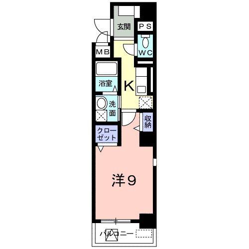 フェリーチェプレッソ北目町(1K/2階)の間取り写真