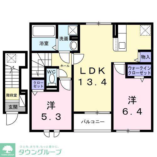 クリアースカイII(2LDK/2階)の間取り写真