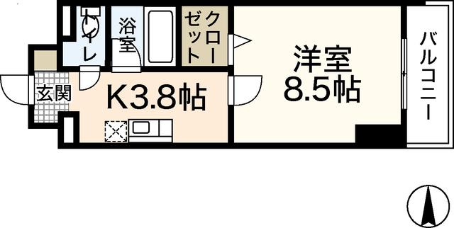 ミーニュ・カーザ(1K/6階)の間取り写真