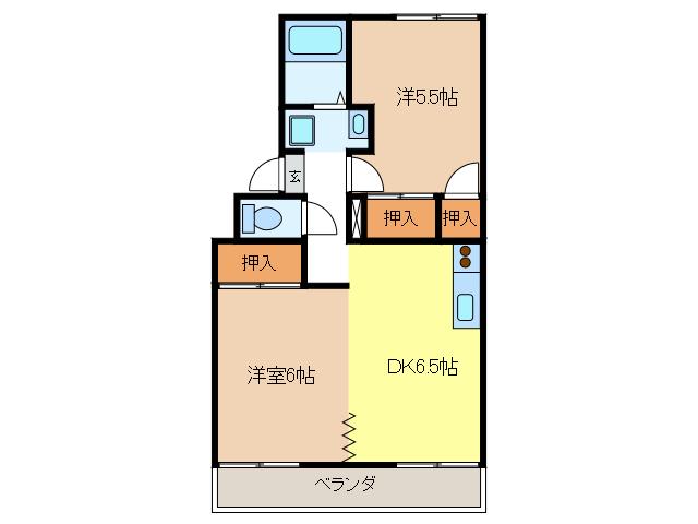 ルミエール錦(1LDK/2階)の間取り写真