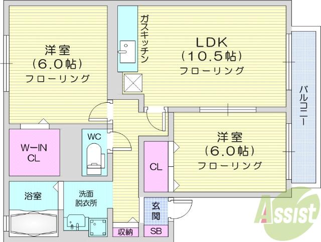 カーサ羽黒B(2LDK/1階)の間取り写真
