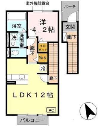 アゼリア宮上 A棟(1LDK/2階)の間取り写真