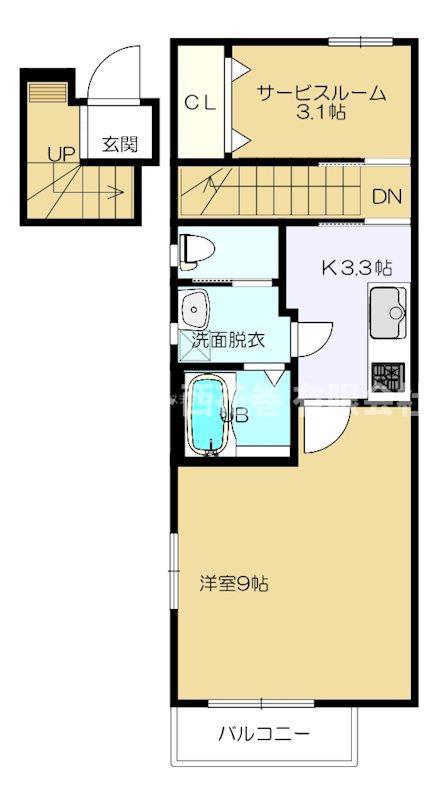 FIRST花巻(1SK/2階)の間取り写真