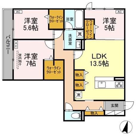 DIOSPERSIMMON長泉 II棟(3LDK/3階)の間取り写真