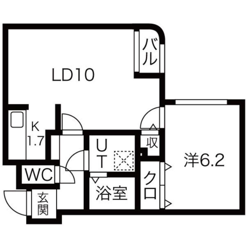 平岸スクエア21(1LDK/3階)の間取り写真