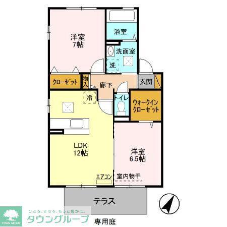 リビングタウン南花島C(2LDK/1階)の間取り写真