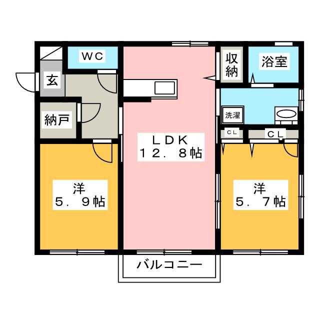 フィオーレ彩 B棟(2LDK/1階)の間取り写真