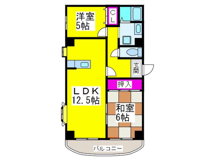 ファミール新町(2LDK/5階)の間取り写真