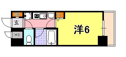 エステムコート神戸・県庁前(1K/6階)の間取り写真