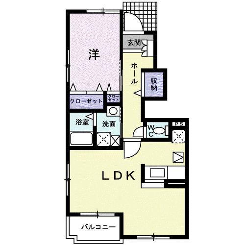 シンフォニ一(1LDK/1階)の間取り写真