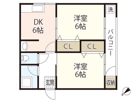 第二正田ビル(2DK/2階)の間取り写真
