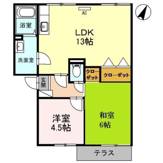 ベルヴェデール IMAI I(2LDK/1階)の間取り写真