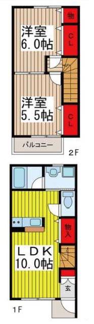 TERRACE CARINO(2LDK/1階)の間取り写真