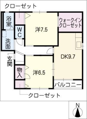 オアシス・コート A棟(2DK/1階)の間取り写真