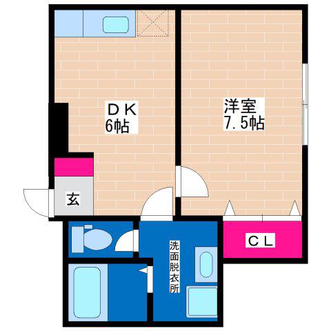 清水マンション(1DK/2階)の間取り写真