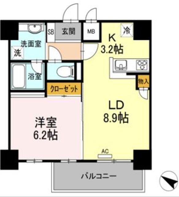 ハイムローゼVII(1LDK/5階)の間取り写真