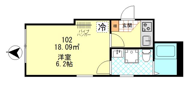 ベルフラッツ東武練馬(1K/1階)の間取り写真