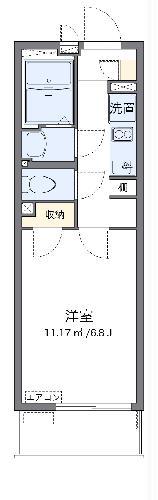 クレイノHIKARI(1K/2階)の間取り写真