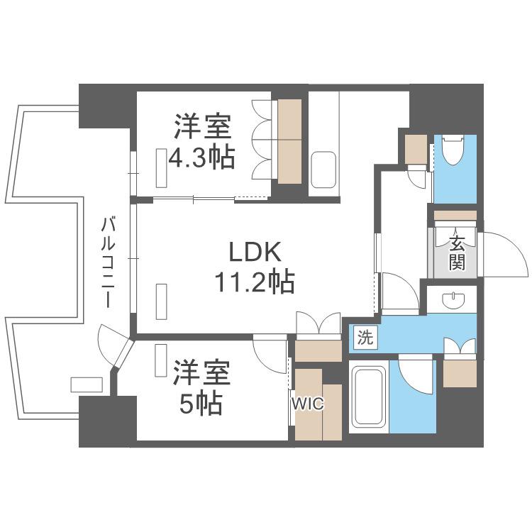 STANDZ四天王寺前夕陽丘(2LDK/15階)の間取り写真