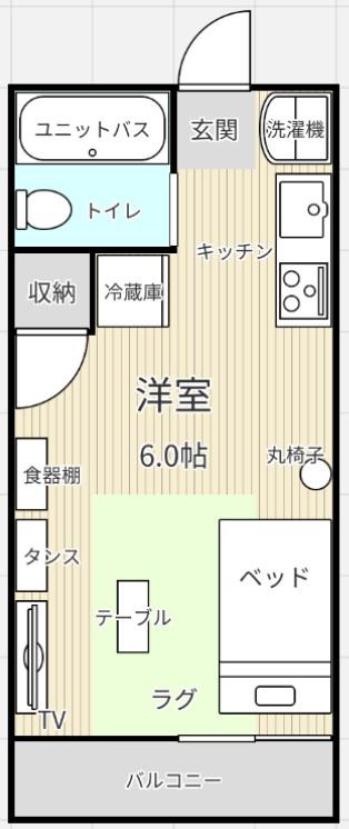 花夢ハウス(1K/2階)の間取り写真