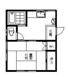 コーポ鈴八1号棟(1K/2階)の間取り写真
