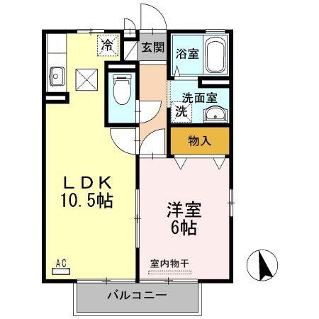 オリエンタルM(1LDK/1階)の間取り写真