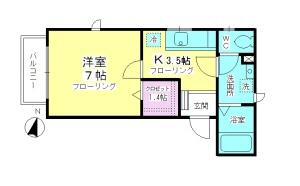 クレール浜田山(1K/1階)の間取り写真
