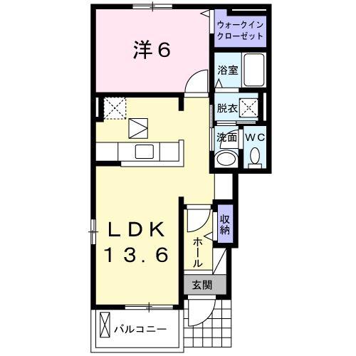 ディアコート大和(1LDK/1階)の間取り写真